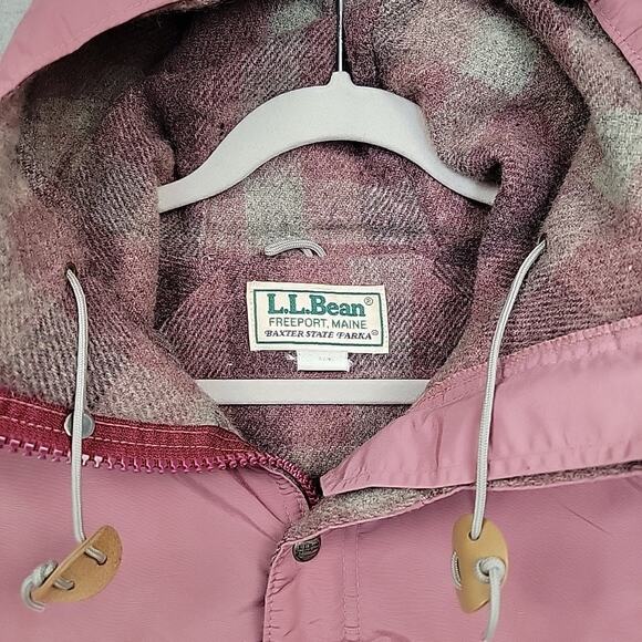 L.L. Bean Jackets & Blazers - Vintage LL Bean Jacket Coat Sz M Pink Baxter State Parka Hooded Plaid Wool Lined